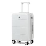 Hanke 24 Inch Luggage Hard Shell Suitcase Medium Luggage with Spinner Wheels Travel Suitcases for Women & Men TSA Approved Luggage Rolling Checked Luggage(Smoke White)