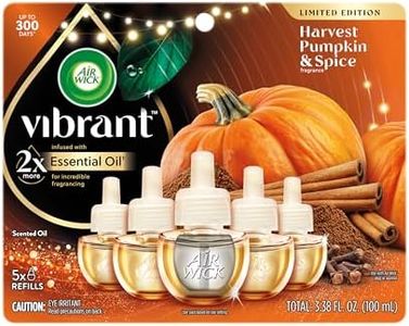 Air Wick Plug In Advanced Scented Oils Refills, Harvest Pumpkin + Spice,Fall Decorations for Home,Plug In Air Fresheners for Home,Pumpkin Spice,Fall Essential Oils, Pumpkin Decor,Room Freshener, 5 ct