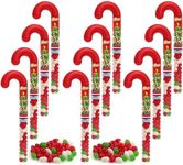 Candy Cane Filled with Jelly Beans, 12 Pack of Candy Filled Candy Canes Bulk, Ideal Christmas Candy for Stocking Stuffers, Perfect Candy Cane Tubes Filled with Candy for a Sweet Christmas Celebration