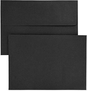 Juvale 50 Pack Black Envelopes - Bulk Black 5x7 Envelopes for Invitations, Wedding, Graduation, Birthday, Greeting Cards (A7, Square Flap)