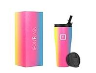 IRON °FLASK Rover Tumbler 2.0-2 Lids Vacuum Insulated Stainless Steel Bottle, Double Walled, Drinking Cup - Thermos Travel Mug - Rainbow, 24 Oz