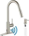 CASAINC Kitchen Faucet with Pull Down Sprayer Brushed Nickel, 1.8 gpm 16.89in H Touchless Motion Sensor Single Handle Kitchen Sink Faucet, Lead-Free Copper for Bar/Laundry/Kitchen Sink