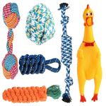 Agirav Dog Toy Set - Tail, Chew, Puppy Teething, Rope, Squeaky Toys for Small to Medium Dogs (Pack of 6)