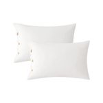 JELLYMONI Pillowcases King Set of 2 Cotton Button Pillow Covers 20×36in Cream White Bed Pillow Cases 100% Washed Cotton Soft Breathable (Pillows are not Included)