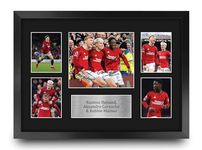 HWC Trading FR A3 Hojlund, Garnacho & Mainoo Printed Memorabilia Signed Autograph Photograph Display for Football Fans and Supporters - A3 Framed