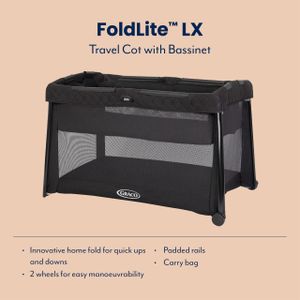 Graco FoldLite LX Travel Cot – Lightweight Portable Baby Bed