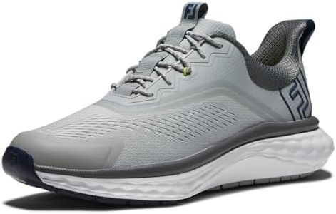 FootJoy Men's FJ Quantum Golf Shoe, Grey/White/Bliue, 10.5