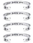 Sllaiss 4 Pcs Inspirational Bracelets Stainless Steel Cuff Bangle Bracelet for Women Men Engraved Motivational Friendship Encouragement Bracelet Graduation Gifts, 6 inch, Stainless Steel