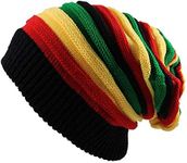 Qhome Fashion Bob Marley Jamaican Reggae Cap Multi-Colour Striped Rasta Hat Slouchy Baggie Beanie Skullies Gorro Rasta Women