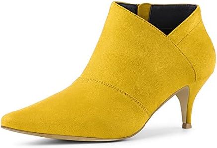 Allegra K Women's Pointed Toe Kitten Heel Cutout Yellow Ankle Boots 9 M US