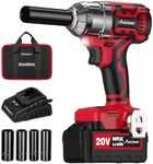 AVID POWER 1/2 Impact Wrench Brushless, 20V Cordless Impact Gun w/ 3 Variable Speeds, Max Torque 370ft-lbs (500N.m), 3.0Ah Li-ion Battery, 4Pcs Impact Sockets, Fast Charger