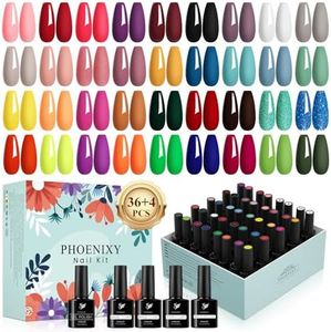 phoenixy 40 PCS Gel Nail Polish Set, 36 Colors Gel Polish Kit White Pink Red Green Blue Base Glossy Matte Top Coat Nail Polish Set at Home Nail Kit Gifts for Women (PCE9010)