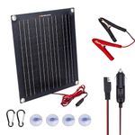 NERMAK 12V 12W Solar Panel Portable Battery Charger, Waterproof Solar Trickle Lead Acid AGM Lifepo4 Battery Charger for Car Truck Boat Lawn Mower RV Trailer Tractor ATV Utility Vehicle Battery