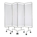 Bolero Medical Privacy Screen on Wheels Castors | White PVC Curtains | Foldaway Construction | Therapy Centres, Nursing Homes, First Aid Rooms, Hospitals | 1700(H) x 1920(W)mm | Y188