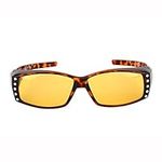 Womens Polarized Sunglasses that Fit Over your Prescription Glasses with Night Driving Lens - Tortoise