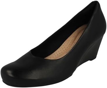 Clarks Women's Flores Tulip Closed Toe Sandals, Black Black Leather, 7.5 US