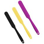 SAVITA 3pcs 2 Sizes Silicone Spatulas Non-Stick Resin Stir Sticks Reusable Wax Silicone Spatulas Scraper for Mixing Liquid, Powder, Wax, Paint, DIY Craft, Home and Salon (Purple, Black, Yellow)