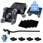 Furniture Dolly Sliders 5 Wheels,Heavy Duty Furniture Lifter Set,Furniture Mover with 360° Rotation Rubber Wheels & Brake,Anti Slip Carbon Steel Plate for Moving Furniture,Appliances,Max Load 2204LBS