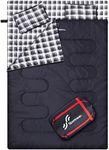 Sleeping Bag for Adults: Sportneer Double Sleeping Bags with 2 Pillows for 3 seasons, Waterproof Lightweight 2 Person Adults Sleeping Bag for Camping, Backpacking, Hiking, Black