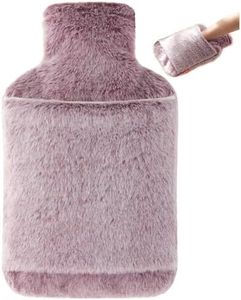samply Hot Water Bottle with Soft Faux Fur Cover, 2L Hot Water Bag, Purple