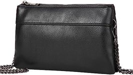 Wristlet Purses for Women, Vaschy Dual Pouch Vegan Leather Small Crossbody Shoulder Bag Evening Clutch Wallet for Cell Phone Keys Coin Purse Black