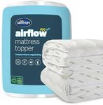 Silentnight Airflow 800 Double Mattress Topper - Extra Thick Deep Fitted Mattress Enhancer with 8cm Thick Cushioning, Mesh Sides to Increase Airflow and Elasticated Straps - Double - 190x135cm , White