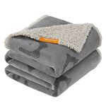 Feandrea Waterproof Dog Blanket, Sherpa Fleece Pet Throw Blanket for Medium and Large Dogs, Cats, 60 x 50 Inches, Reversible Couch Cover Protector, Machine Washable, Gray UPPB060G01