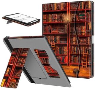 Fintie Stand Case for 11" Kindle Scribe 2025 (3rd Generation) and Kindle Scribe Colorsoft (1st Generation), PU Leather Foldable Stand Cover Auto Sleep/Wake w/Card Slot and Pen Holder, Library