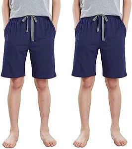 HiddenValor Big Boys Cotton Pajama Shorts with Pockets (Blue + Blue, X-Large)