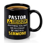 YHRJWN - Pastor Appreciation Gifts, Pastor Warning Coffee Mug, Pastor Appreciation Religious Gifts for Men Friends Coworker, Unique Pastor Christian Gifts for Birthday Christmas, 11 Oz Black