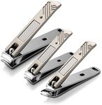 BEZOX Nail Clipper Set with Built In Nail File – 3 Piece Set of 2 Curved Blades and 1 Slant Cutting Edge Toe Nail Cutter Trimmer