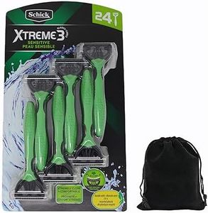 Schick Xtreme 3 Sensitive Disposable Razors for Men, Includes Carrying Pouch (24 Count/Sensitive Skin)