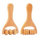 2Pcs Wooden Massage Roller, Back Massage Roller, Muscle Belly Relief Tool for Cellulite/Muscle & Abdomen (Brown)