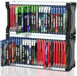 ECHZOVE Video Game Storage Tower, Verical or Horizontal Video Game Storage Shelf Compatible with PS5 Games, PS4 Games, or Xbox Game Boxes, Up to 46 Disc Cases, Include 2 Headset Hooks