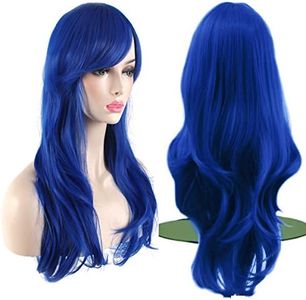 Akstore 28" 70cm Fashion Wigs Long Wavy Curly Hair Cosplay Wig & Wig Cap (Blue)