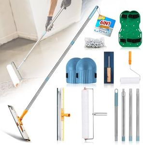 BTYCityMao Upgraded Self-Levelling Cement Tool Kit - Floor Construction Roller Spike Shoes - Garage Flooring Concrete Tools with Adjustable Threaded Pole - Self-Leveling Rake - Spiked Roller