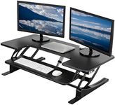 VIVO 107cm Electric Height Adjustable Stand Up Desk Converter, VE Series, Sit to Stand Tabletop Dual Monitor Riser with USB Port, Black, DESK-V000VLE