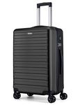 FLIEE Medium Suitcase Hard Shell | Lightweight Suitcase | Aluminum Telescopic Handle | TSA 3 Digit Combination Lock | 4 Dual Spinner Wheels | Medium 24" Hold Check in Luggage (Black, Medium 24'')