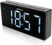 Grouptronics Large Digital Alarm Clock Radio MK2 - Mains Powered, 9" Large Display Clock, Telescopic Aerial, Bedside or Kitchen, Non Ticking, Dual Alarm, Brightness Control, Battery Back-Up - Black