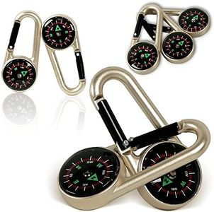 PROLOSO Carabiner Compass Outdoor Adventure Tools Party Favors for Kids Keychain Belt Clips Liquid Filled Ball School Prizes 10 Pack