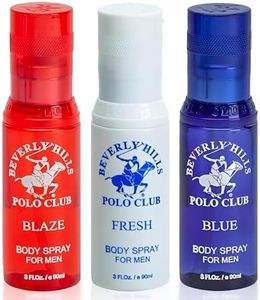 Beverly Hills Polo Club Men's Body Spray Collection Gift Set Featuring Luxury Designer Cologne Scents for Long Lasting Freshness BHPC 3 oz 3 Count (White)