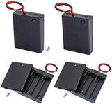 AAA Battery Holder with Switch ON Off Case Back Cover with Cord Wire Leads 2X 1.5V 3 Volt Batteries Charger Holder Spring Clip Storage Box Cell Cable (2AAA) (4 AAA)