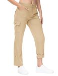 TBMPOY Women's Cargo Work Pants Convertible Roll-Up Capri Lightweight Quick Dry Pockets Hiking Outdoor Fishing Khaki L