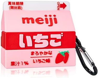 Mulafnxal for Airpod Pro 2019/Pro 2 Gen 2022 Case, Cute 3D Funny Soft Silicone Air pods Pro Cover, Fun Cool Design Skin Shell,Stylish Fashion Keychain Cases for Airpods Pro (Strawberry Milk Box)