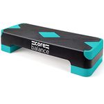 Core Balance Exercise Step 2 Level Height Adjustable 10cm/15cm, Aerobic Stepper for Home Gym, Fitness Training, Cardio, Weights, Yoga, Workout, Non Slip Platform (L69cm x W28cm x H10/15cm) - Teal