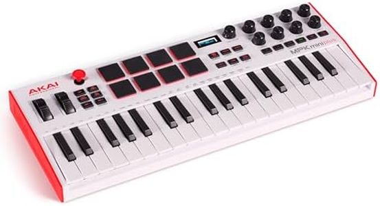 Akai Professional MPK Mini Plus - USB MIDI Keyboard Controller with 37 Mini Keys, 8 MPC Pads, Sequencer, MIDI/CV/Gate I/O and Native Instruments Sound Package, White Limited Edition