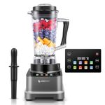 AMZCHEF 8-IN-1 Professional Smoothie Blenders for Kitchen with Innovative LED Panel, 2000W Blender Smoothie Maker with 8 Menu and 10 Speed, 2L Blenders for Smoothies, Ice Cream & More, Shiny Grey