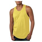 Men's Muscle Bodybuilding Cut Off Quick Dry Stringer Tank Tops Y-Back Gym Workout Fitness Sleeveless Vest T-Shirts Yellow