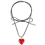 Chunky Heart Necklace Choker Big Glass Heart Necklace Adjustable Black Velvet Chunky Heart Pendant Gothic Big Pendant Necklace Heart Jewelry Gifts for Women Teen Girls Halloween Christmas Gift