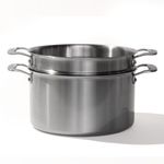 Made In Cookware - 8 Quart Stainless Steel Stock Pot with Steamer Basket Insert - 5 Ply Stainless Clad - Professional Cookware - Made in Italy - Induction Compatible